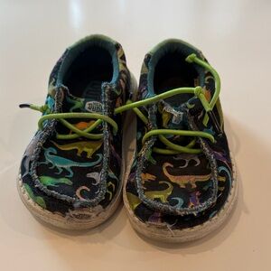 Hey Dude Kids Dinosaur Print Sneakers - Black and Multicolor